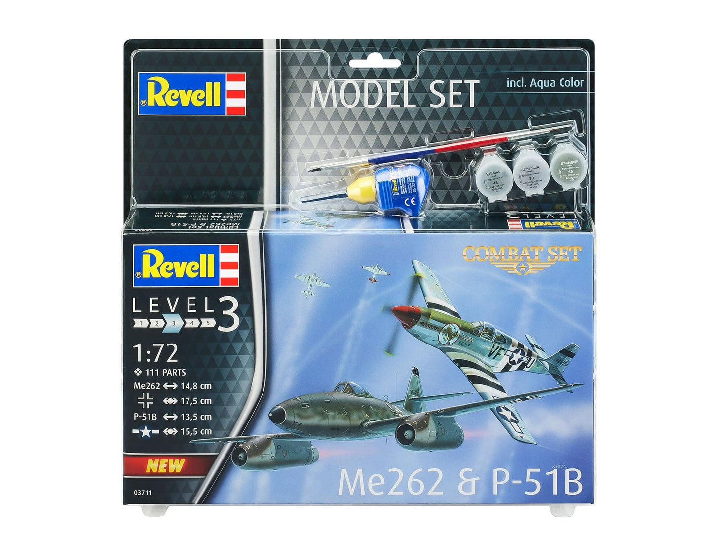 010 - Revell - 63711 - Messerschmitt Me 262 A-1a and North American P-51B Mustang [combat set] [model set] - primary image