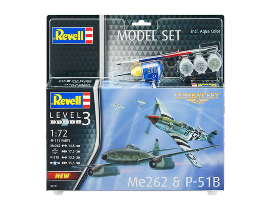 010 - Revell - 63711 - Messerschmitt Me 262 A-1a and North American P-51B Mustang [combat set] [model set] - primary image