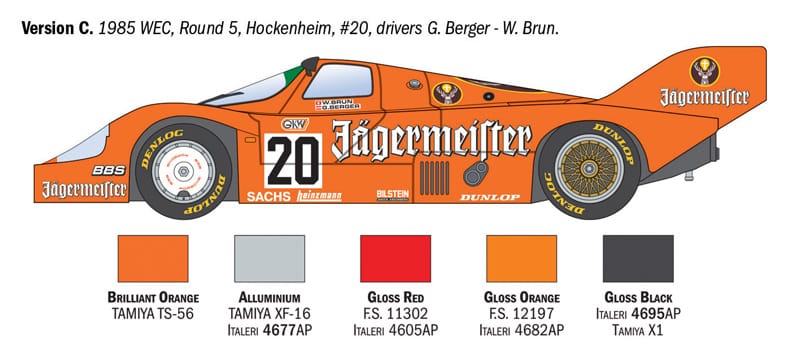 302 - Italeri - 3678 - Porsche 956 Jägermeister - paint schemes