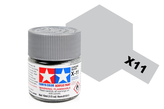 010 - Tamiya - 81511 - Tamiya Acrylic Mini X-11 Chrome Silver - primary image