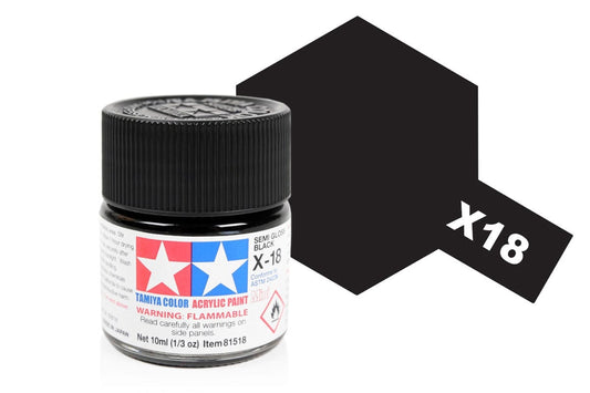 010 - Tamiya - 81518 - Tamiya Acrylic Mini X-18 Semi Gloss Black - primary image