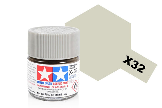 010 - Tamiya - 81532 - Tamiya Acrylic Mini X-32 Titanium Silver - primary image