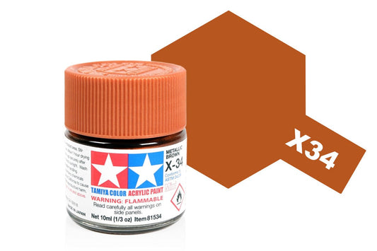 010 - Tamiya - 81534 - Tamiya Acrylic Mini X-34 Metal Brown - primary image
