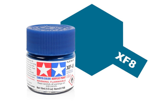010 - Tamiya - 81708 - Tamiya Acrylic Mini XF-8 Flat Blue - primary image