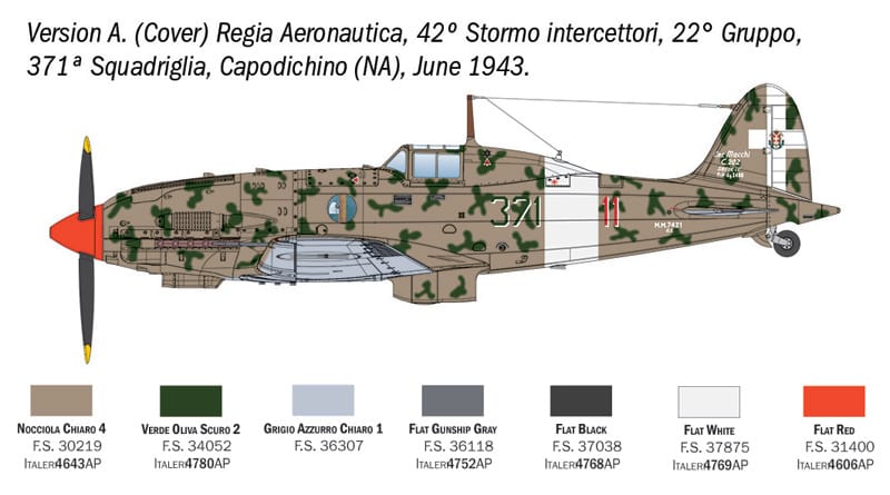 Italeri - 2840 - Macchi C.202 Folgore - paint schemes