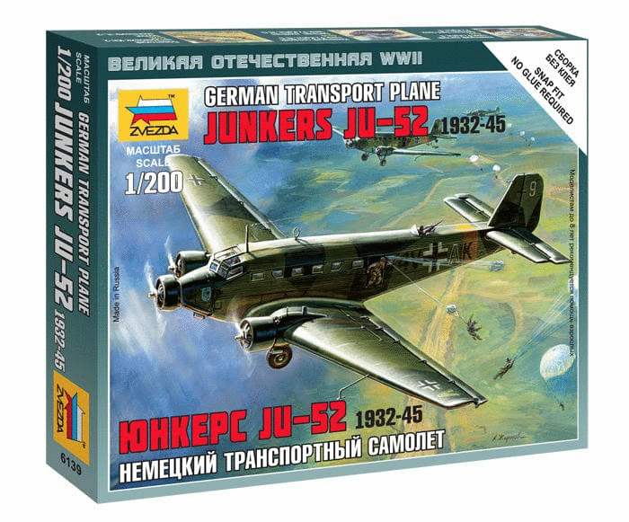 010 - Zvezda - 6139 - Junkers Ju 52 [snap fit] - primary image